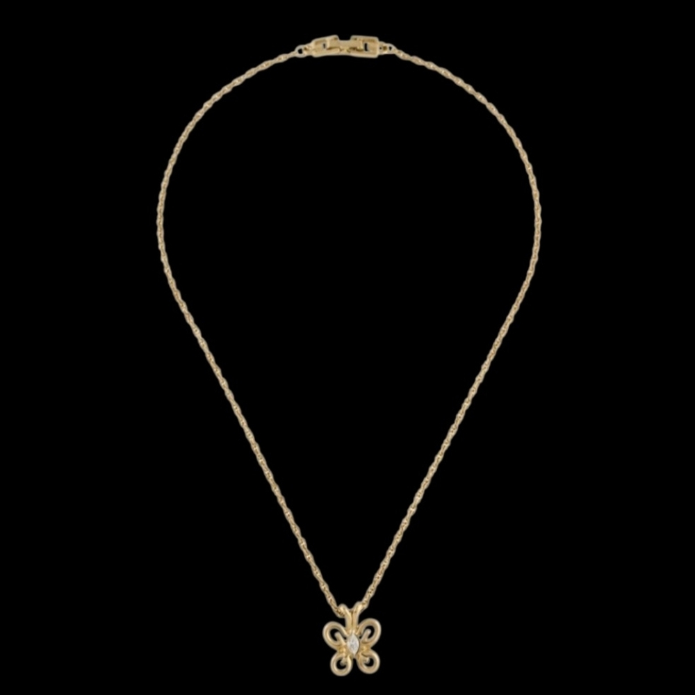 Givenchy-Authentic (Vintage) Necklace Butterfly G Logo Pendant With Crystal - Picture 7 of 7